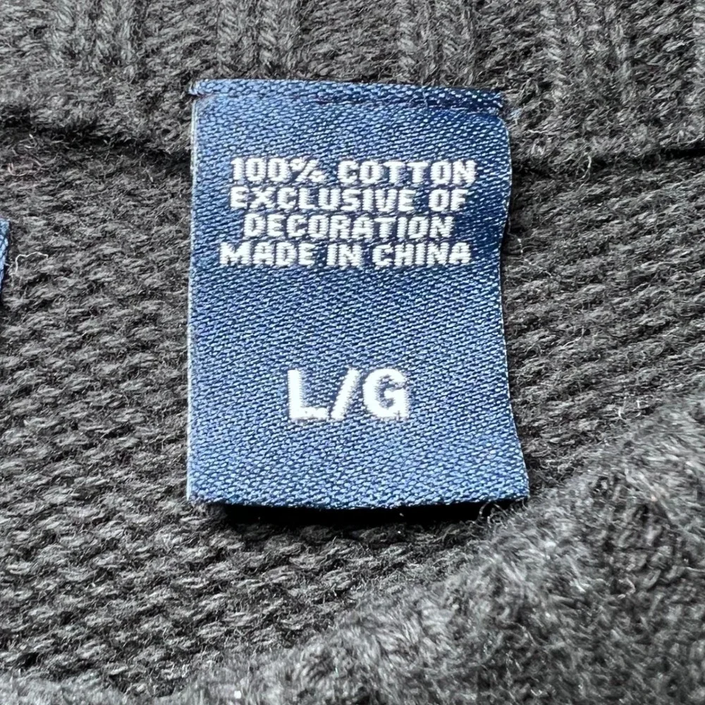 Chaps Mens Size Large Black Crewneck Sweater Crest Logo Long Sleeve Cotton - Picture 5 of 11